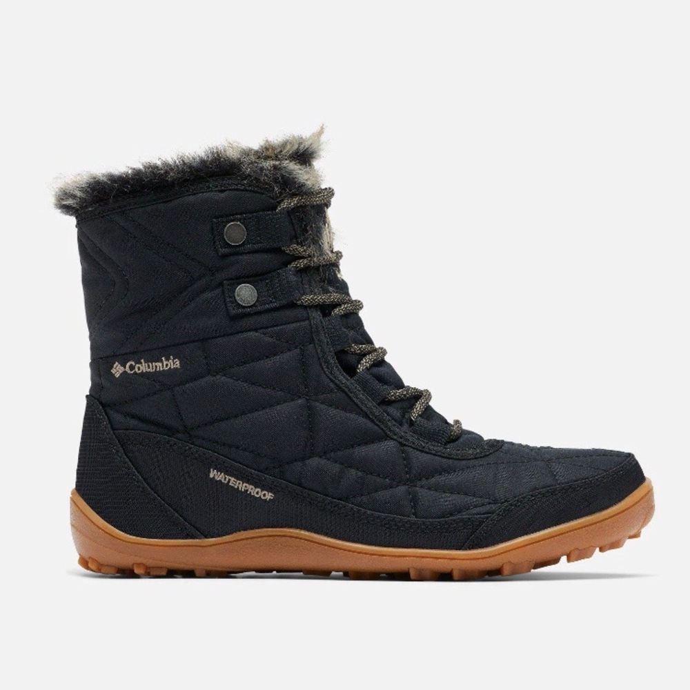 $140 NWOT Columbia Minx Mid III Black Waterproof Faux Fur Winter Boots Size 7